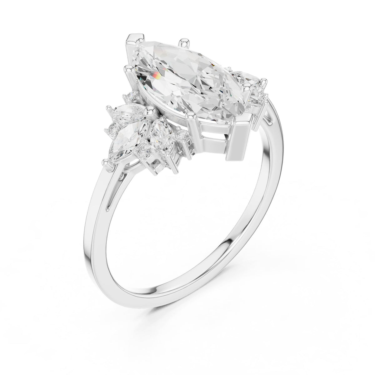 Marquise Cluster Lab Grown Diamond Engagement Ring