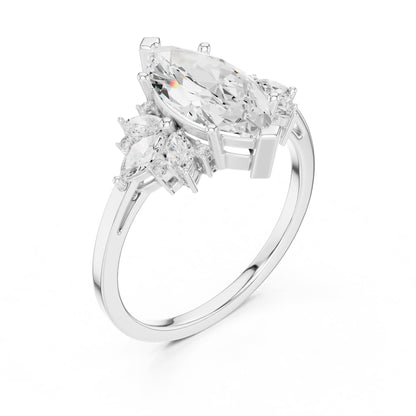 Marquise Cluster Lab Grown Diamond Engagement Ring