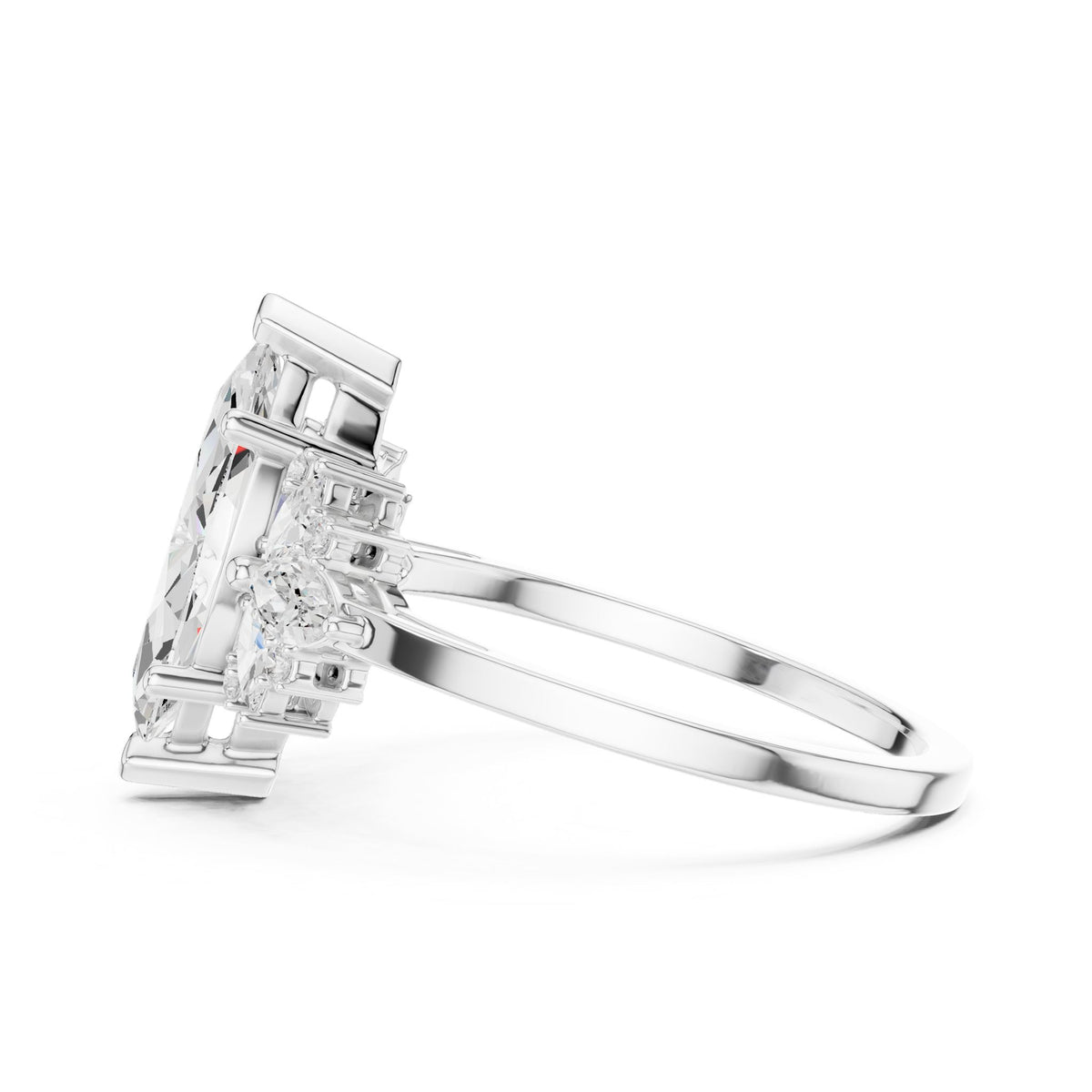 Marquise Cluster Lab Grown Diamond Engagement Ring