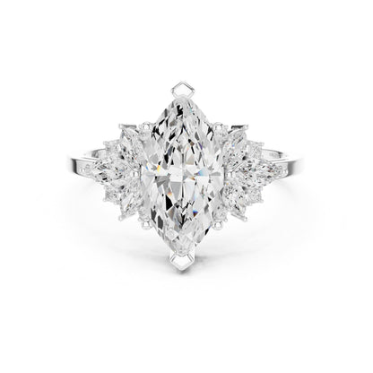 Marquise Cluster Lab Grown Diamond Engagement Ring