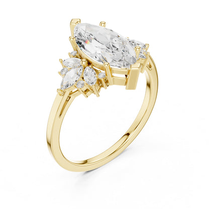 Marquise Cluster Lab Grown Diamond Engagement Ring