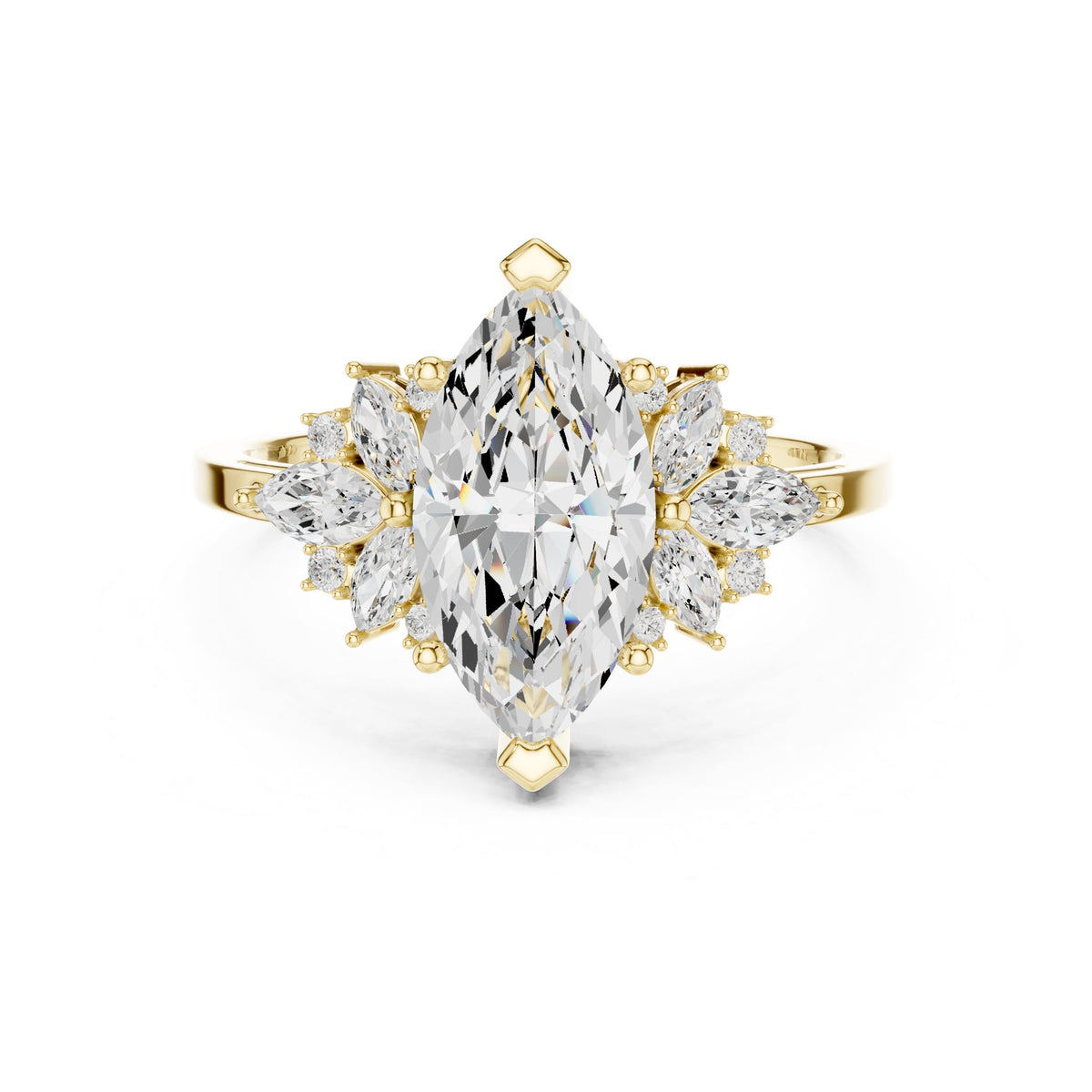 Marquise Cluster Lab Grown Diamond Engagement Ring