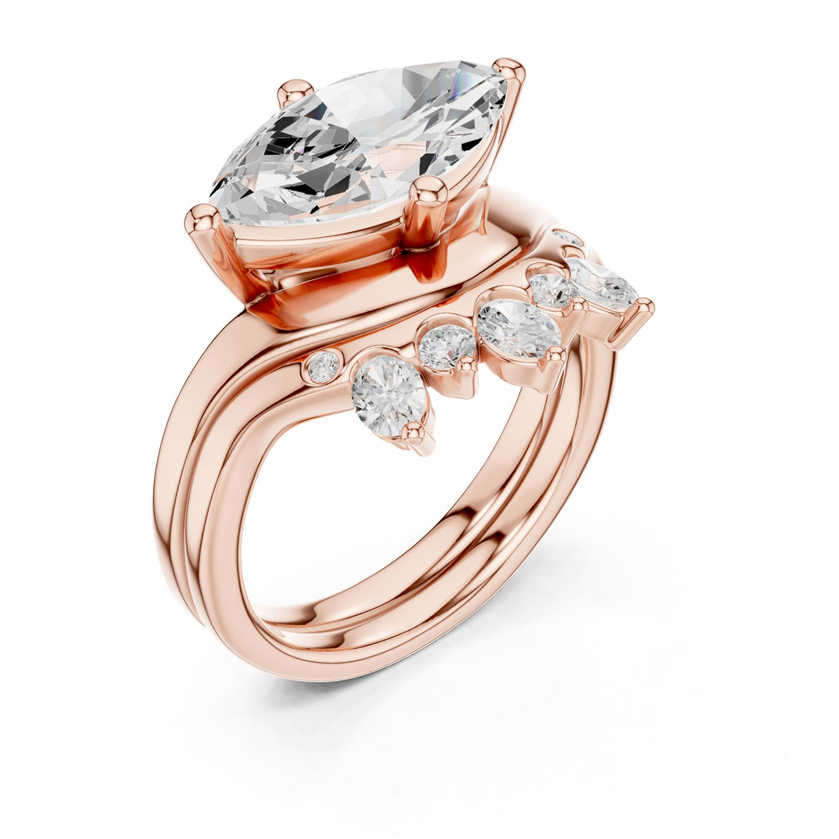 Marquise Cluster Lab Grown Diamond Engagement Ring