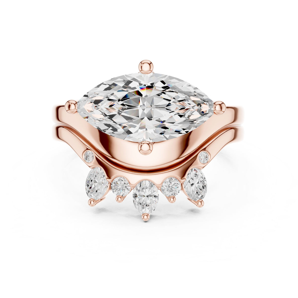 Marquise Cluster Lab Grown Diamond Engagement Ring