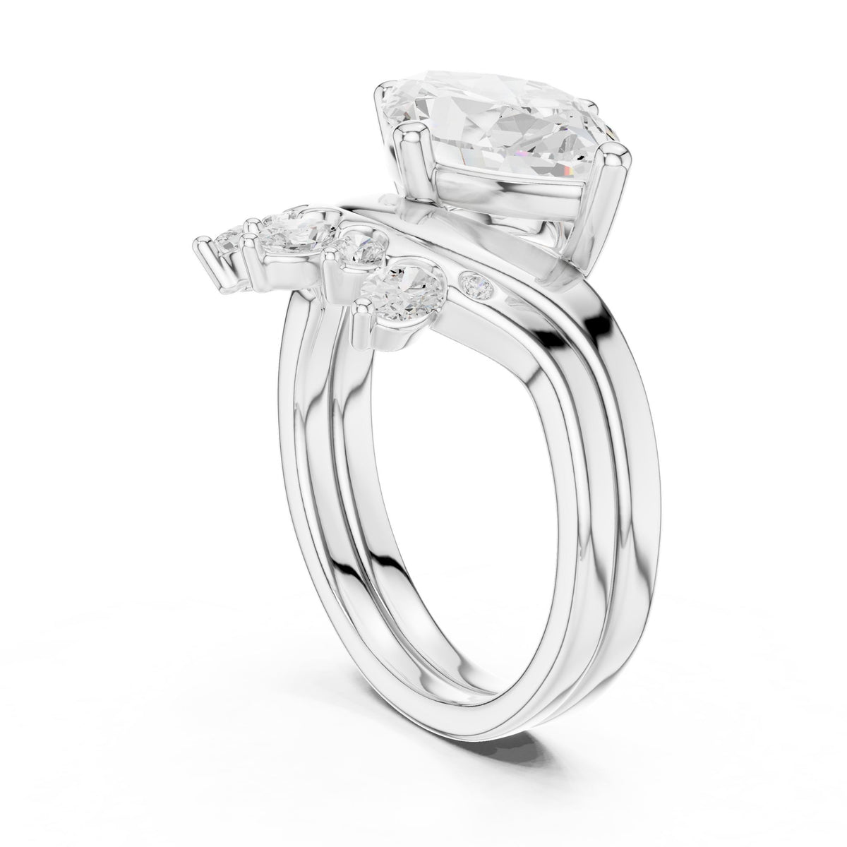 Marquise Cluster Lab Grown Diamond Engagement Ring
