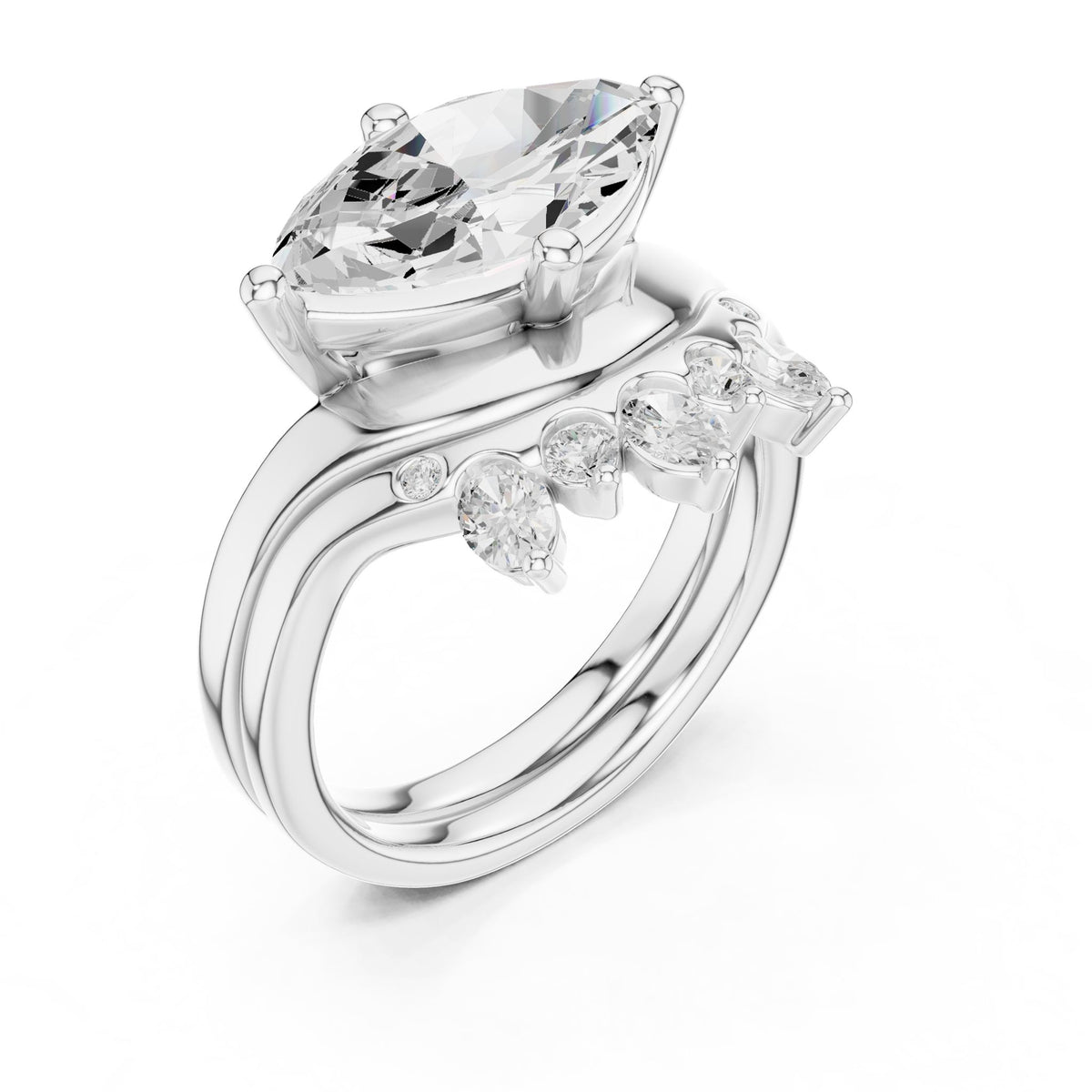 Marquise Cluster Lab Grown Diamond Engagement Ring
