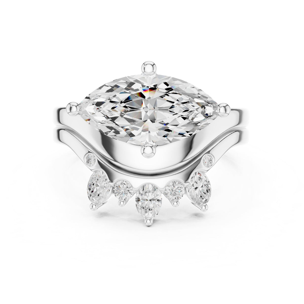 Marquise Cluster Lab Grown Diamond Engagement Ring