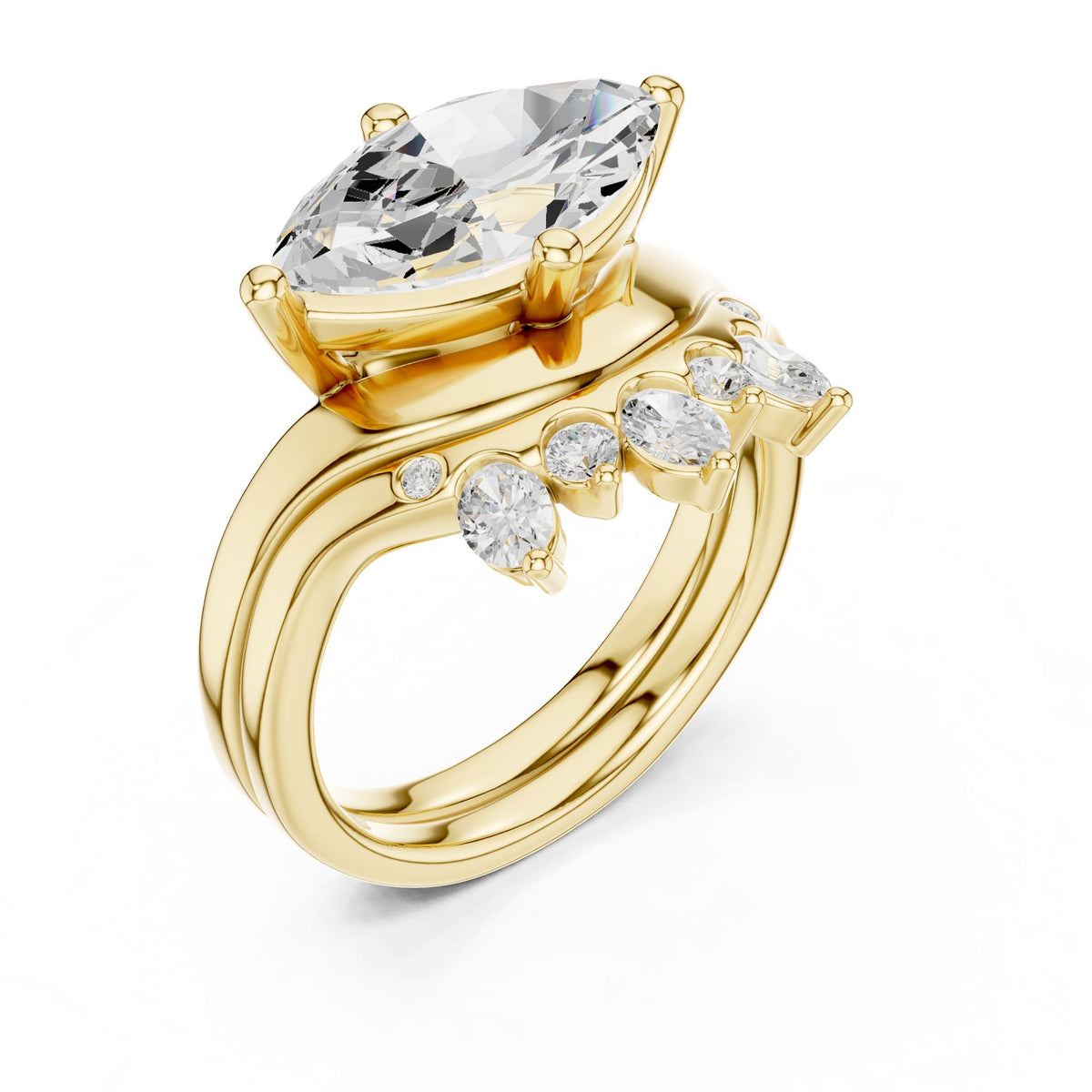 Marquise Cluster Lab Grown Diamond Engagement Ring