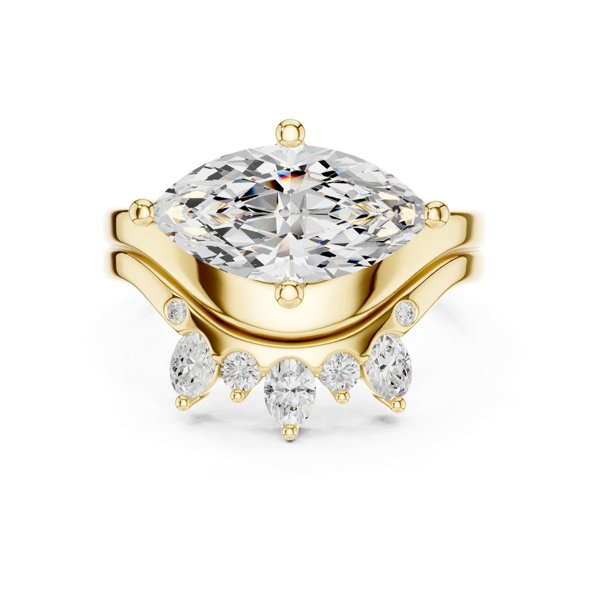Marquise Cluster Lab Grown Diamond Engagement Ring