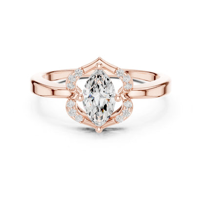 Marquise Cluster Lab Grown Diamond Engagement Ring