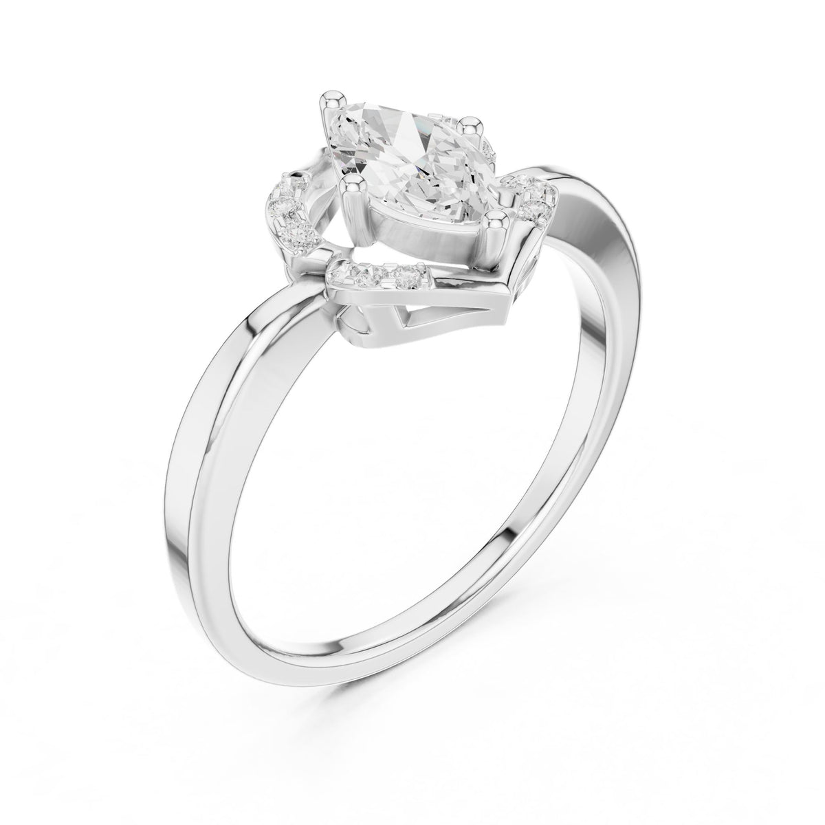 Marquise Cluster Lab Grown Diamond Engagement Ring