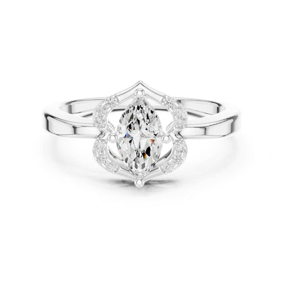 Marquise Cluster Lab Grown Diamond Engagement Ring