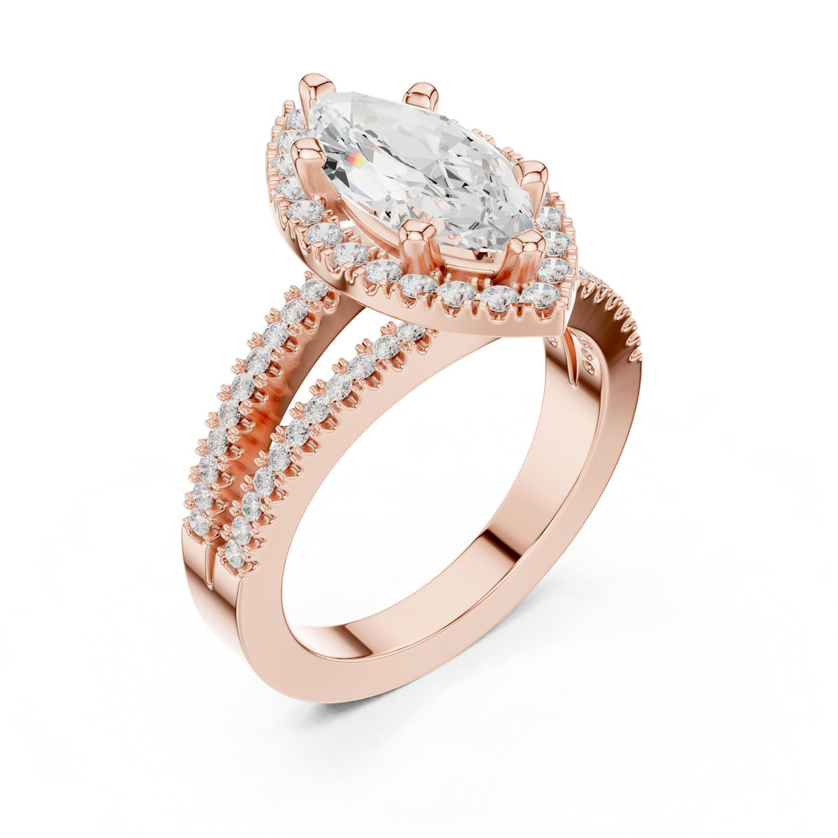 Marquise Halo Lab Grown Diamond Engagement Ring