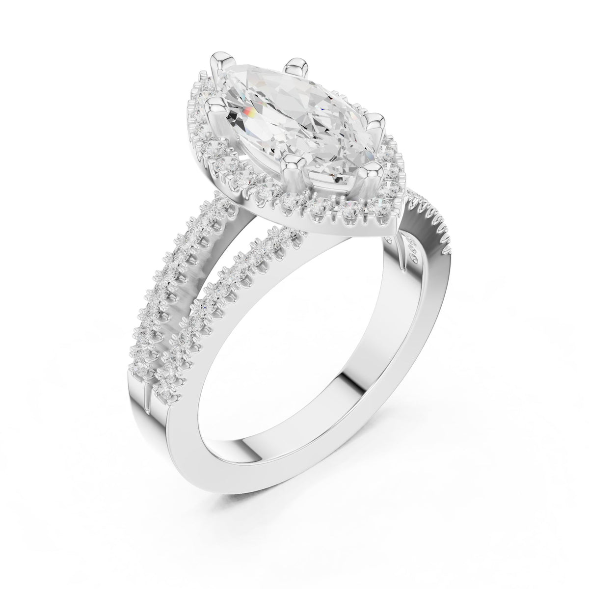 Marquise Halo Lab Grown Diamond Engagement Ring