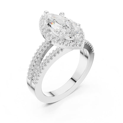 Marquise Halo Lab Grown Diamond Engagement Ring