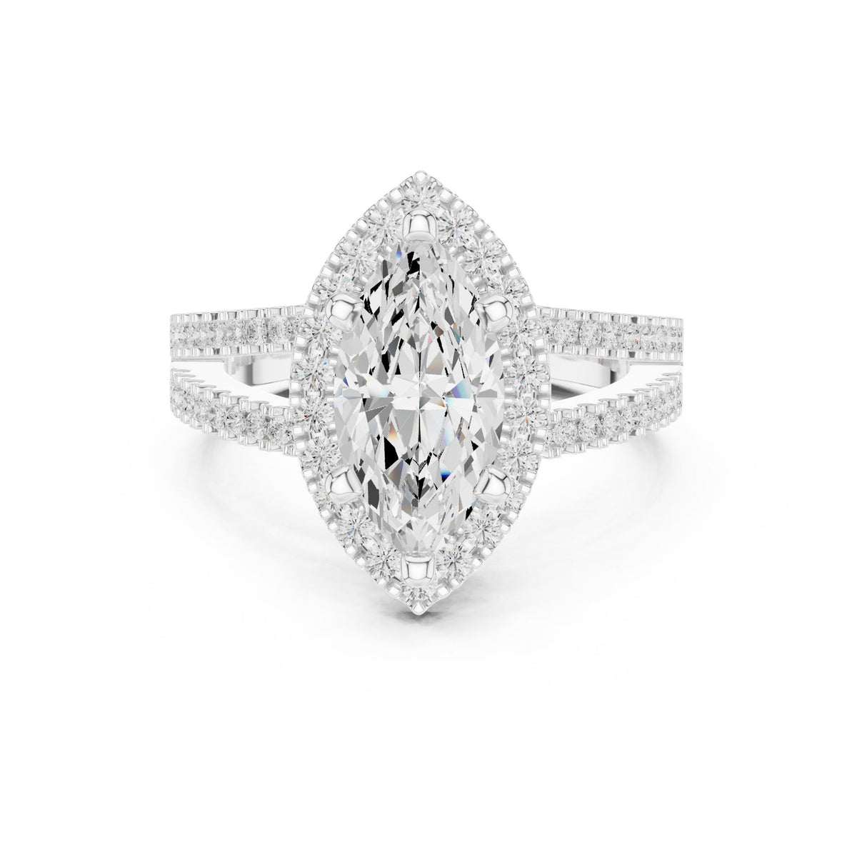 Marquise Halo Lab Grown Diamond Engagement Ring