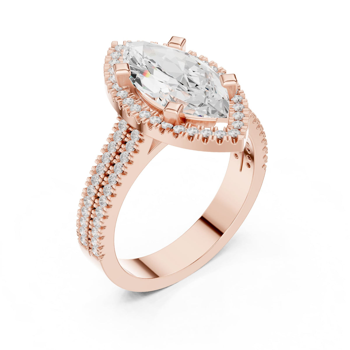 Marquise Halo Lab Grown Diamond Engagement Ring