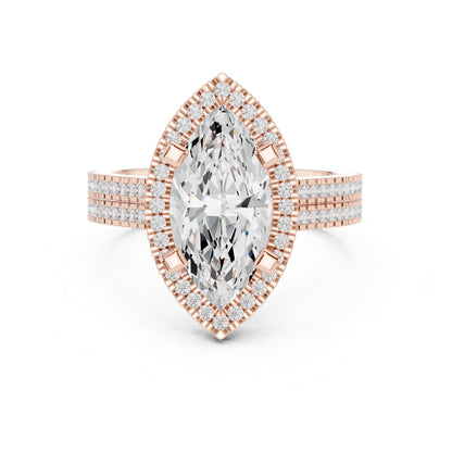 Marquise Halo Lab Grown Diamond Engagement Ring