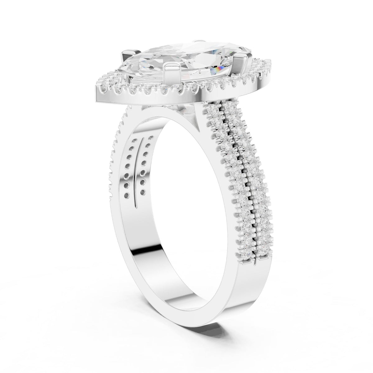 Marquise Halo Lab Grown Diamond Engagement Ring