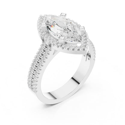 Marquise Halo Lab Grown Diamond Engagement Ring