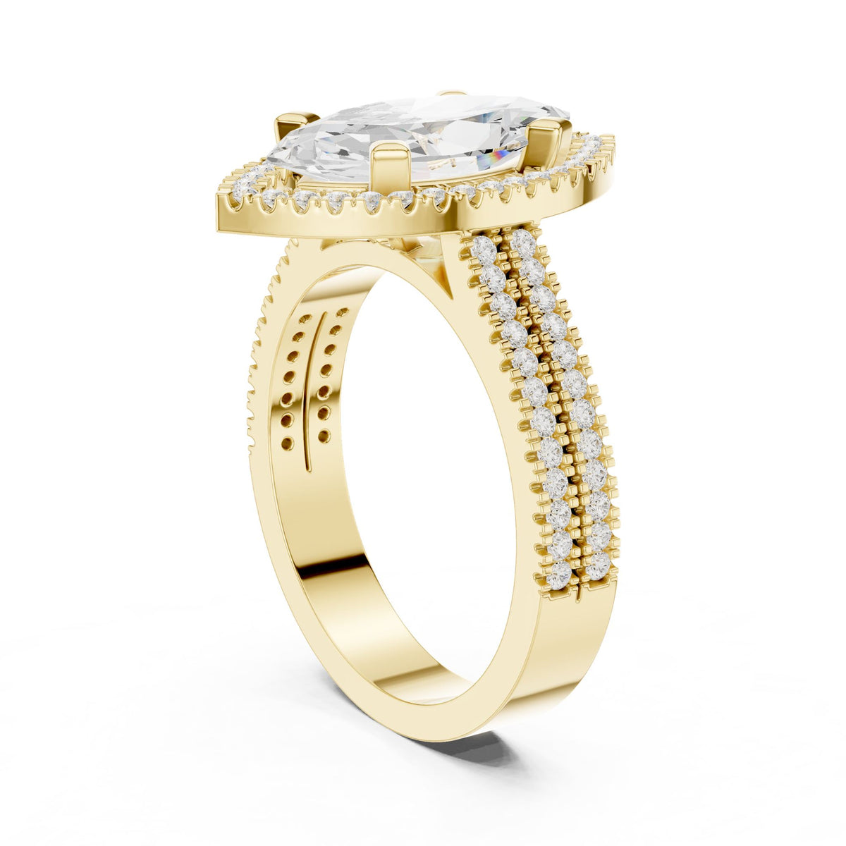 Marquise Halo Lab Grown Diamond Engagement Ring