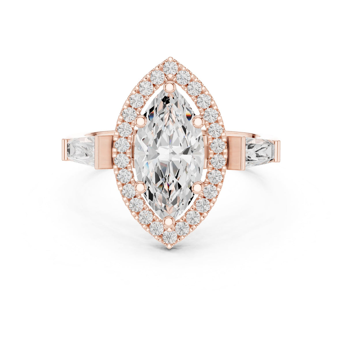 Marquise Halo Lab Grown Diamond Engagement Ring