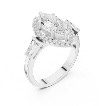 Marquise Halo Lab Grown Diamond Engagement Ring