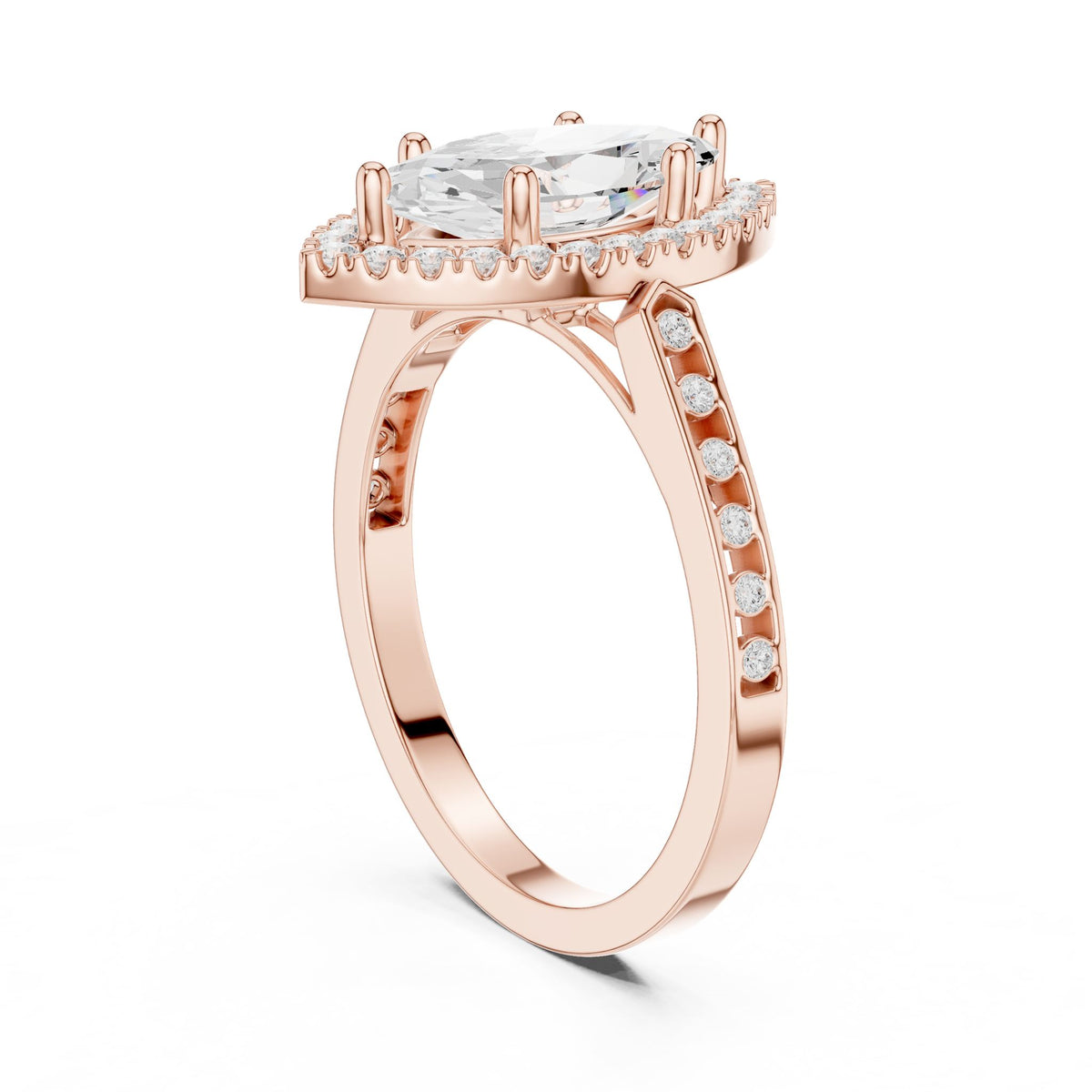 Marquise Halo Lab Grown Diamond Engagement Ring