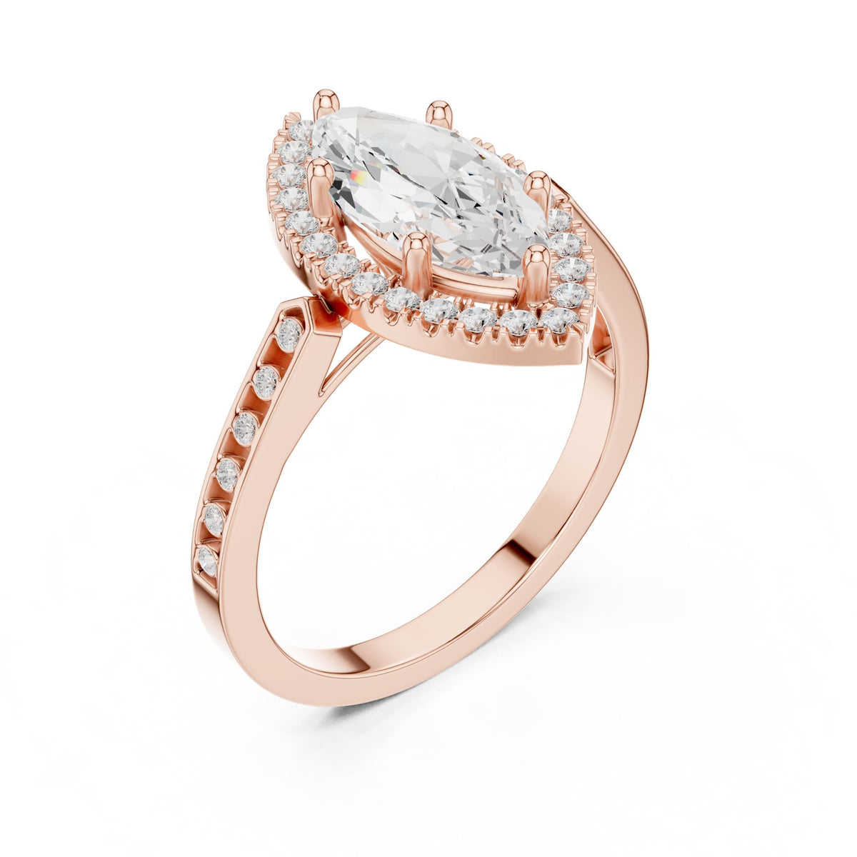 Marquise Halo Lab Grown Diamond Engagement Ring
