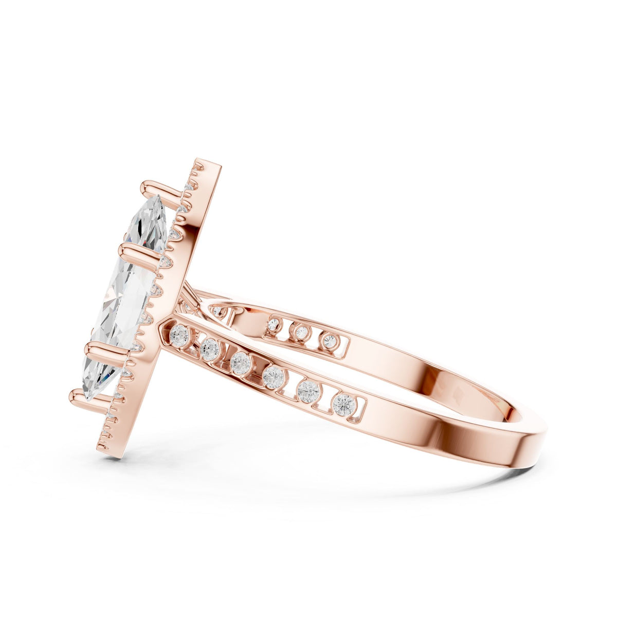 Marquise Halo Lab Grown Diamond Engagement Ring