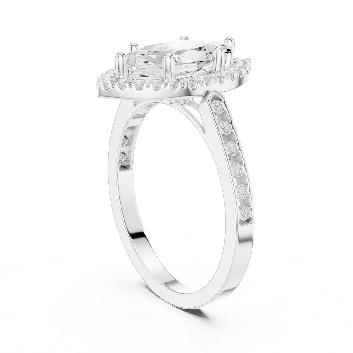 Marquise Halo Lab Grown Diamond Engagement Ring