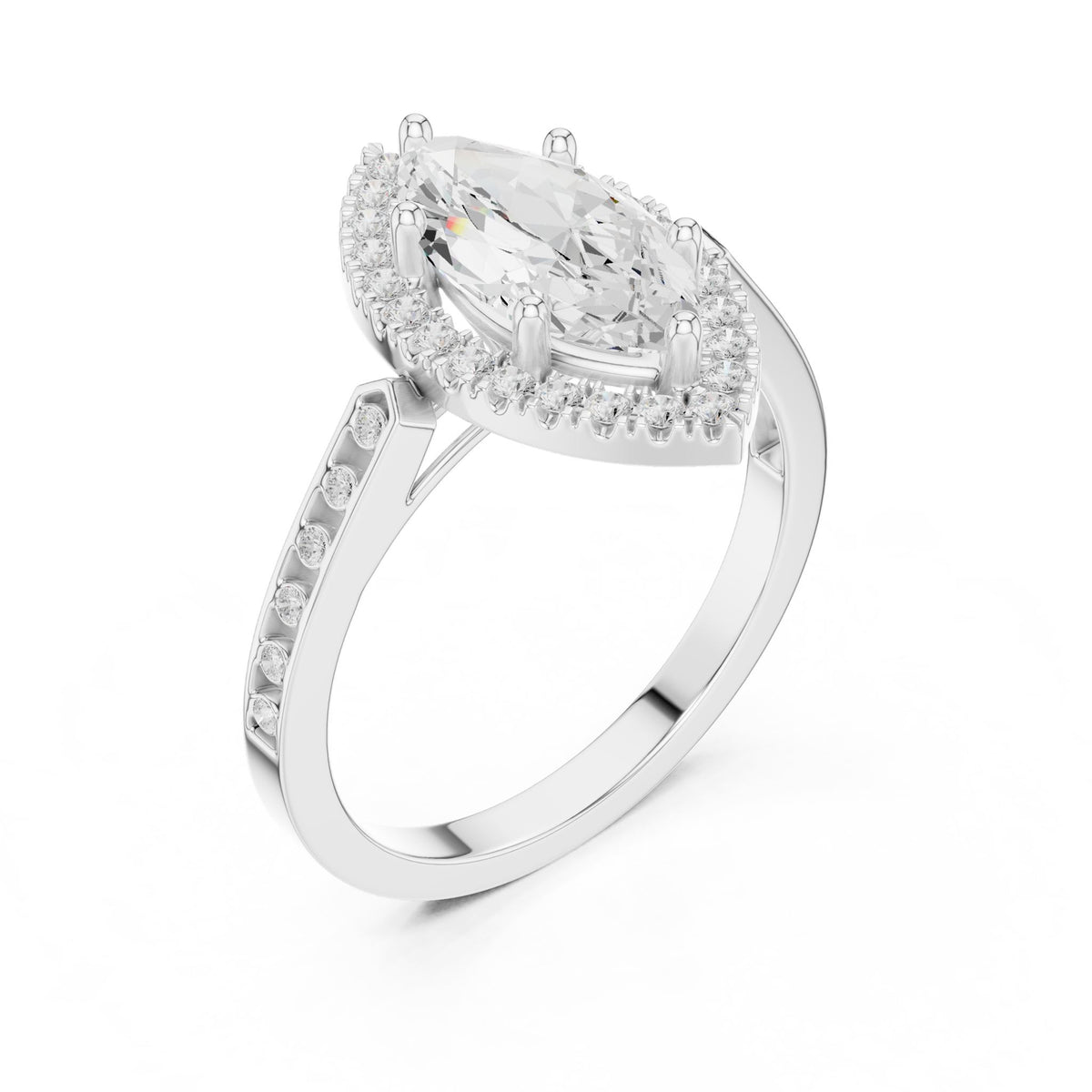 Marquise Halo Lab Grown Diamond Engagement Ring