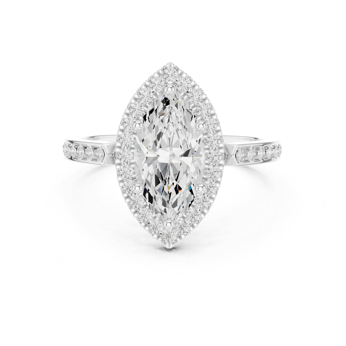 Marquise Halo Lab Grown Diamond Engagement Ring