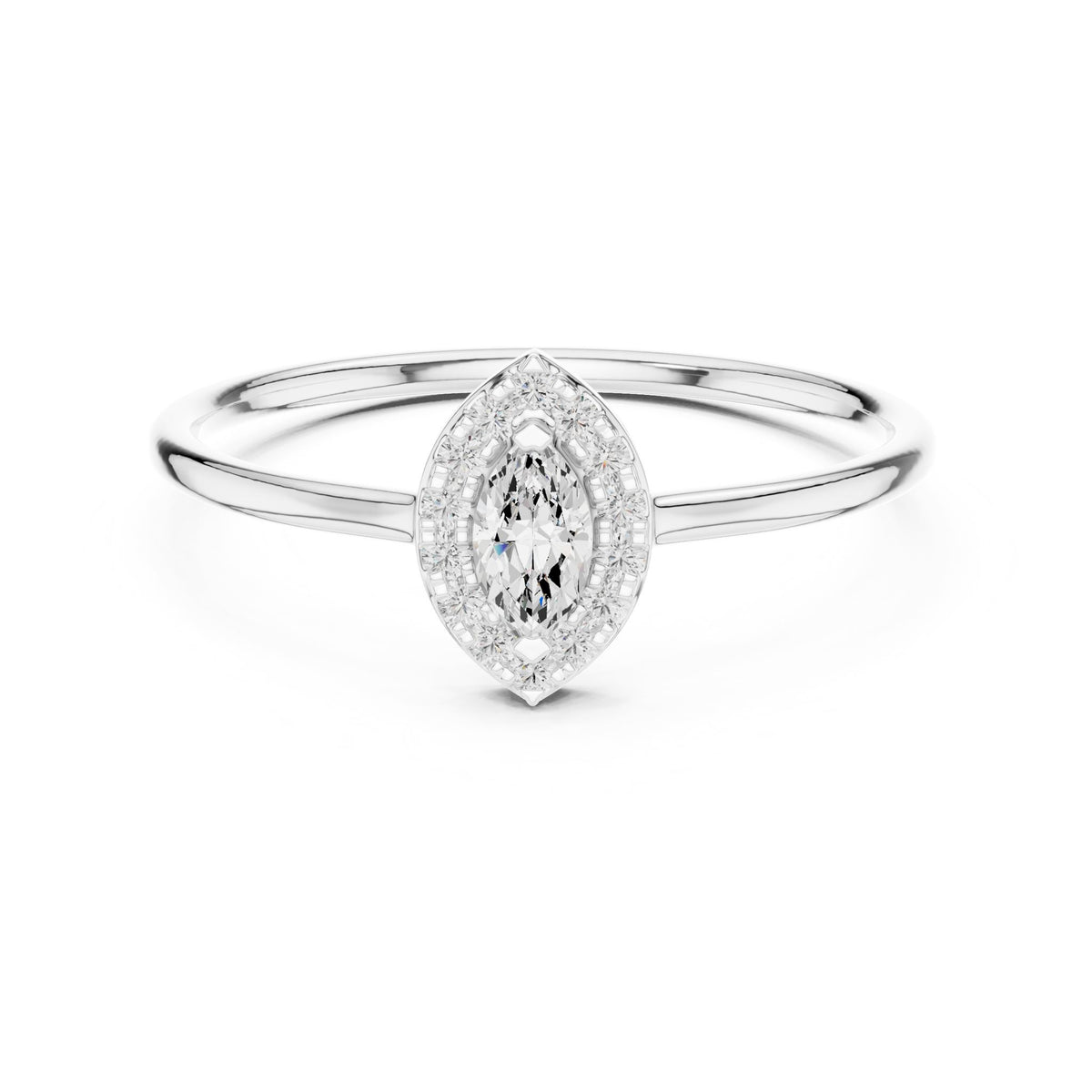 Marquise Halo Lab Grown Diamond Engagement Ring