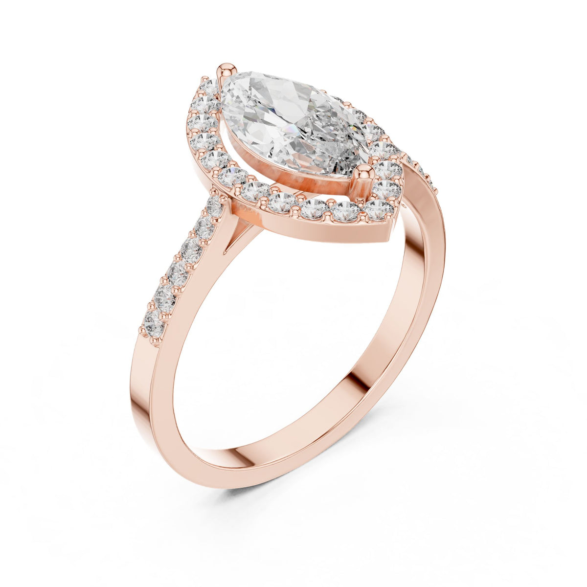 Marquise Halo Lab Grown Diamond Engagement Ring