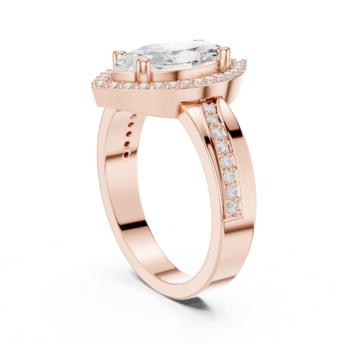 Marquise Halo Lab Grown Diamond Engagement Ring
