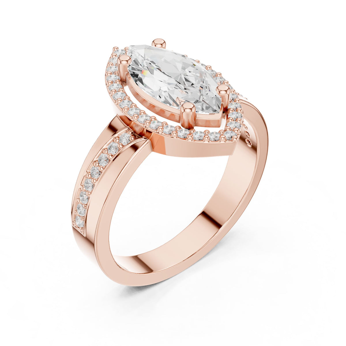 Marquise Halo Lab Grown Diamond Engagement Ring