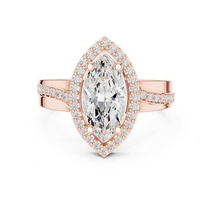 Marquise Halo Lab Grown Diamond Engagement Ring
