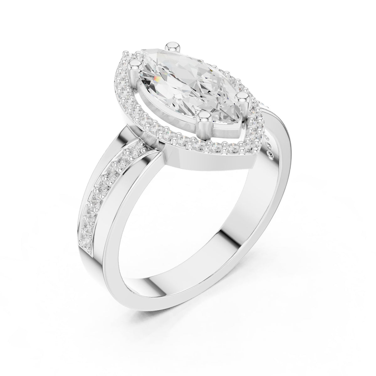 Marquise Halo Lab Grown Diamond Engagement Ring