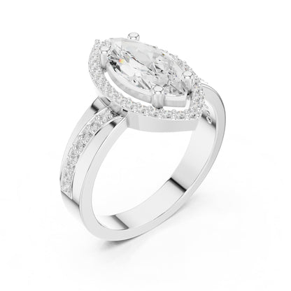 Marquise Halo Lab Grown Diamond Engagement Ring
