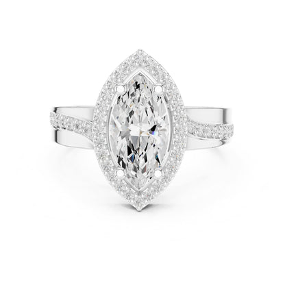 Marquise Halo Lab Grown Diamond Engagement Ring