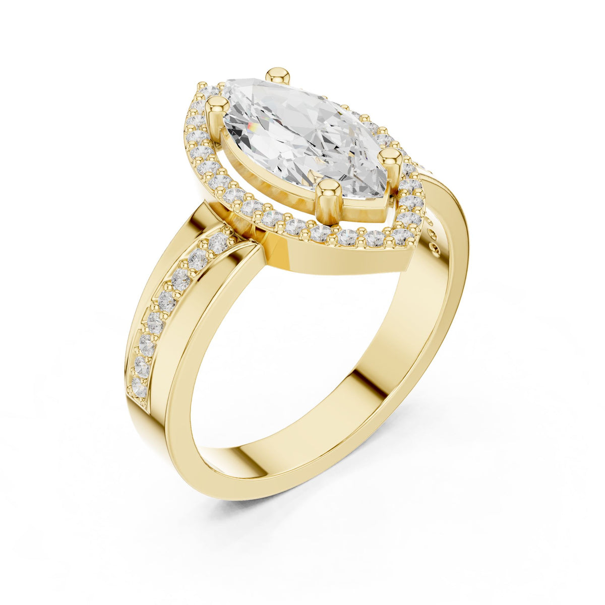 Marquise Halo Lab Grown Diamond Engagement Ring