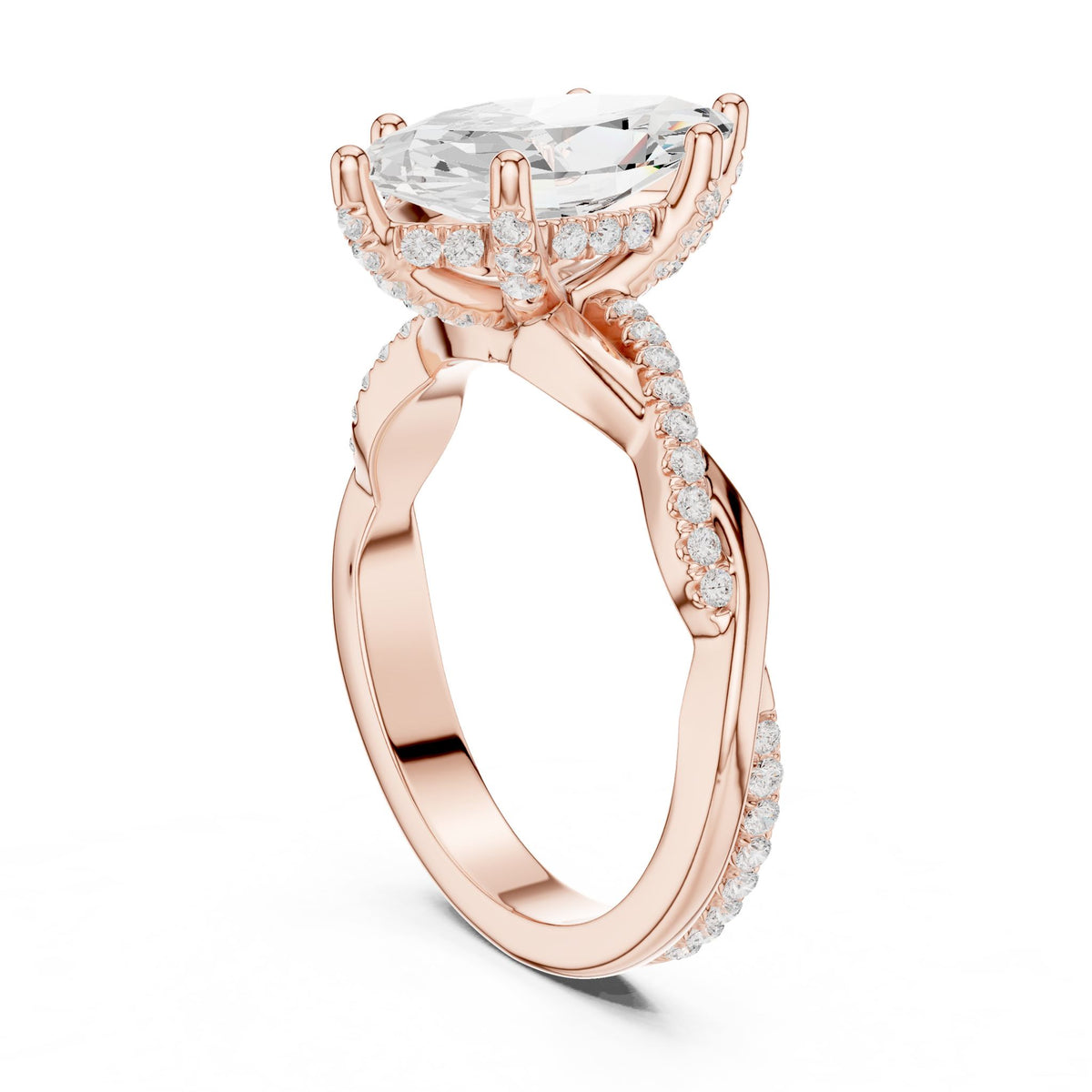 Marquise Hidden Halo Lab Grown Diamond Engagement Ring