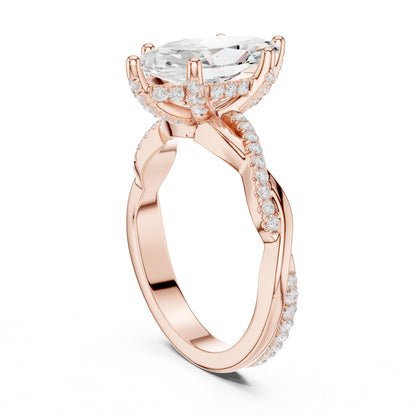 Marquise Hidden Halo Lab Grown Diamond Engagement Ring