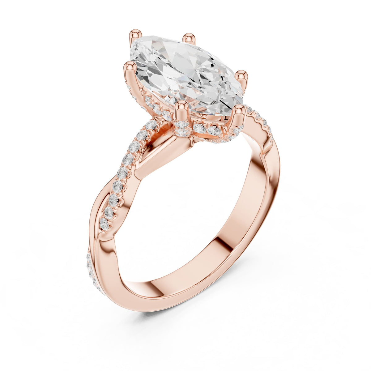 Marquise Hidden Halo Lab Grown Diamond Engagement Ring