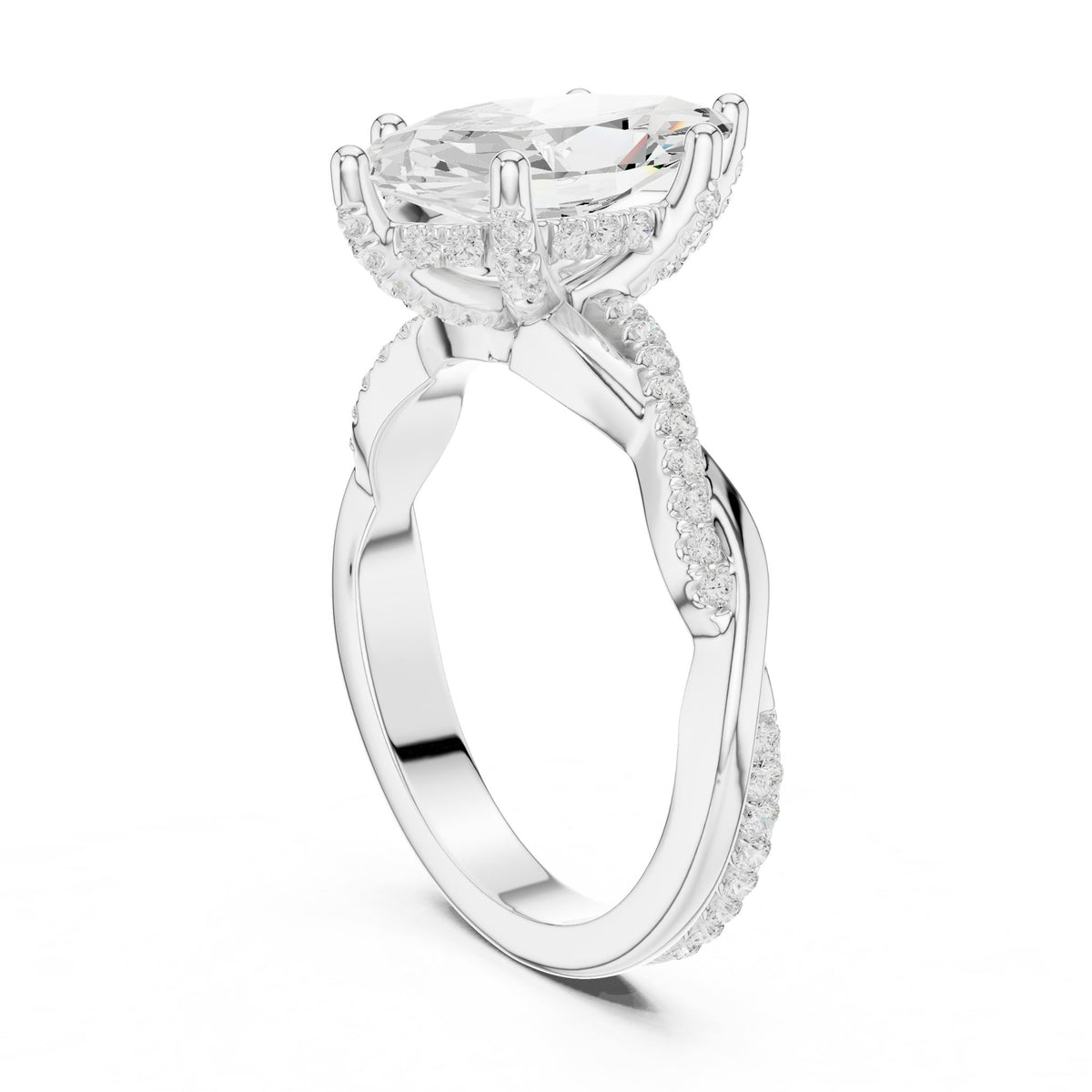 Marquise Hidden Halo Lab Grown Diamond Engagement Ring