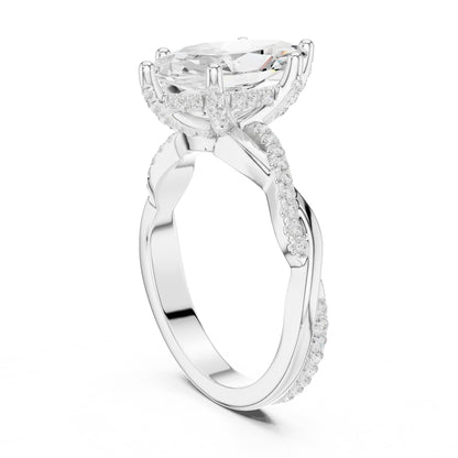Marquise Hidden Halo Lab Grown Diamond Engagement Ring