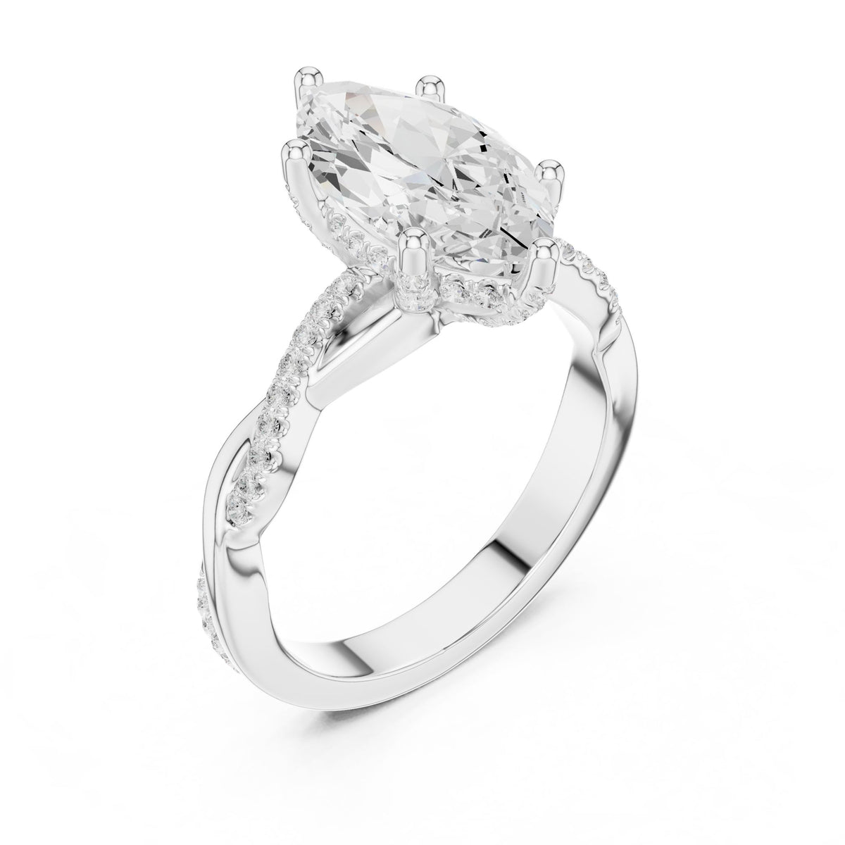Marquise Hidden Halo Lab Grown Diamond Engagement Ring