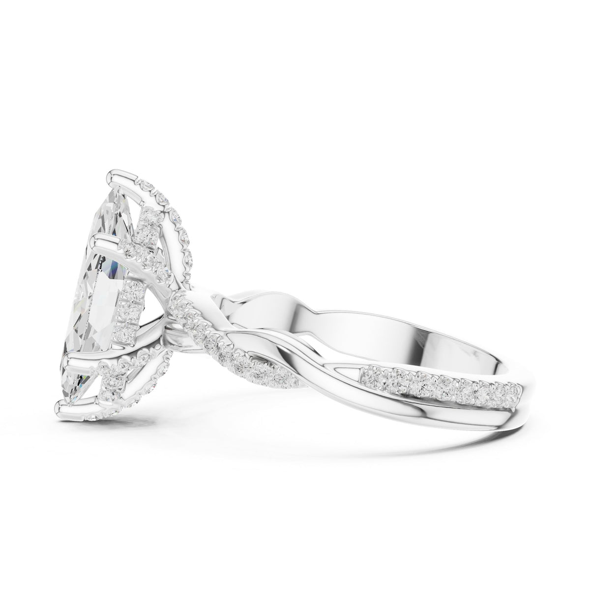 Marquise Hidden Halo Lab Grown Diamond Engagement Ring