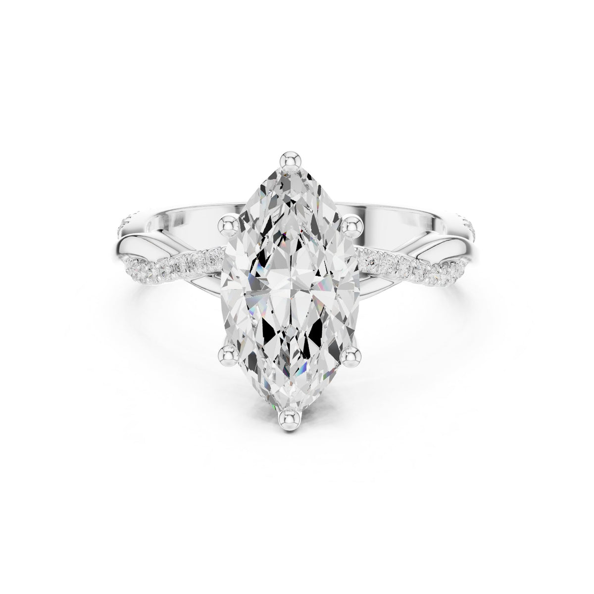 Marquise Hidden Halo Lab Grown Diamond Engagement Ring